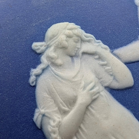 古董英國韋奇伍德餅乾桶 Jasperware 皇家藍色